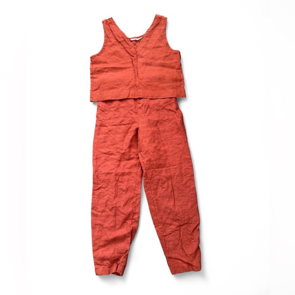 Rust Orange Two Piece linen set